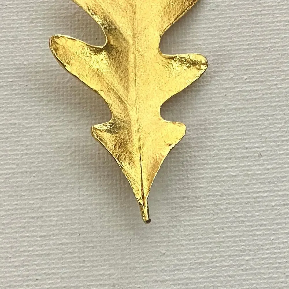 Vintage Crown Trifari Gold Tone Oak Leaf Brooch Pin MCM Mother's Day Gift